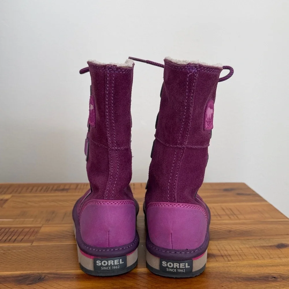 Sorel Toddler Girls purple genuine suede leather lace-up tall winter boots